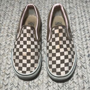 Checkered Slip-On pink and brown size 8 woman’s shoes